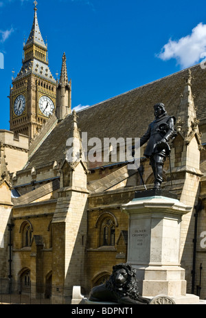 The statue of Oliver Cromwell outside the Houses of Parliament in London.  Photo by Gordon Scammell Stock Photo