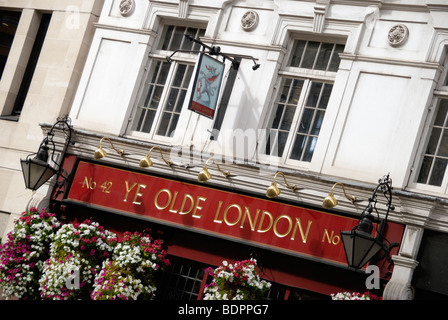 Ye Olde London pub at No. 42 Ludgate Hill, London, England, UK Stock Photo