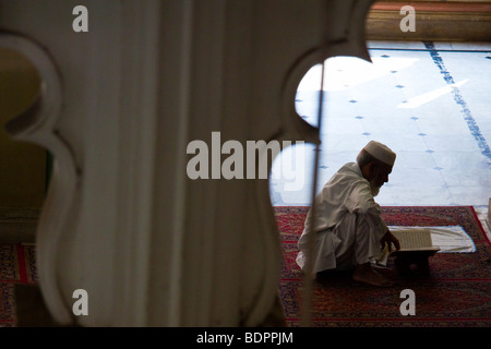 Man Praying inside the Nakhoda Mosque in Calcutta India Stock Photo