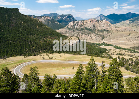 view along the Chief Joseph Scenic Byway in Wyoming Stock Photo