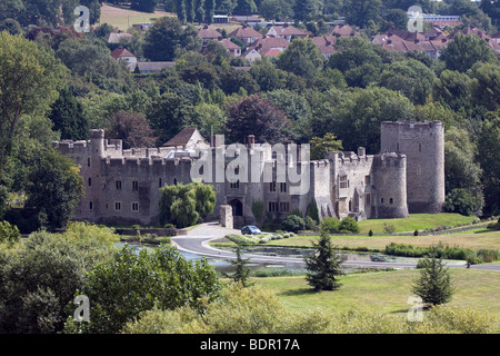 medieval castle grounds turret trees sunny day aerial view allington maidstone kent uk europe Stock Photo