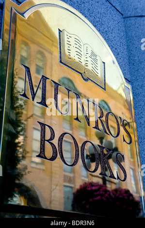 Plaque outside Munro's Bookstore, Victoria old town, BC, Canada Stock Photo