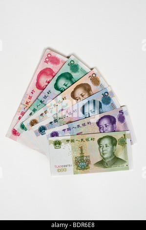 Collection of Chinese Yuan banknotes Stock Photo