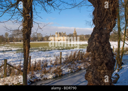 View across Christ Church Meadow towards Christ Church in winter, Oxford Stock Photo