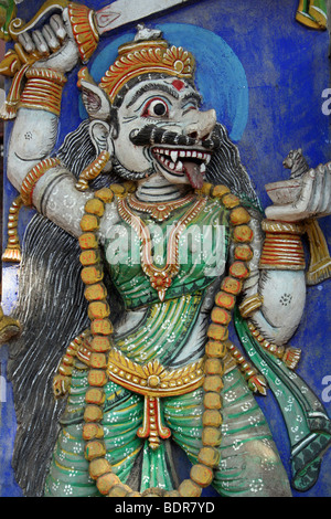 Colourful Hindu Statue Outside Temple in Puri, Orissa Stock Photo