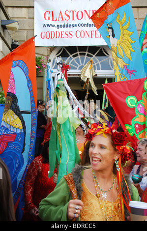 gathering at Glastonbury Town Hall for the 2009 Goddess Conference, Somerset England Stock Photo