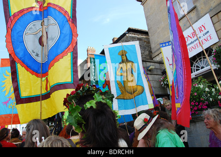 gathering at Glastonbury Town Hall for the 2009 Goddess Conference, Somerset England Stock Photo