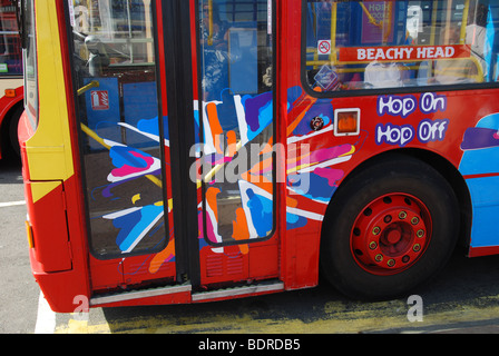 entrance to open topped sight seeing bus Eastbourne United kingdom Stock Photo