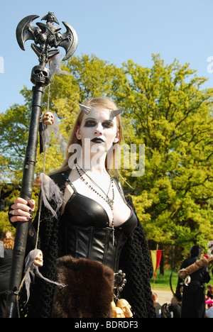 goth woman at 2009 Fantasy Fair Haarzuilens Netherlands Europe Stock Photo