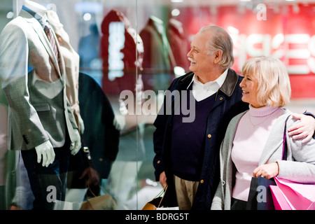 A senior couple window-shopping Stock Photo