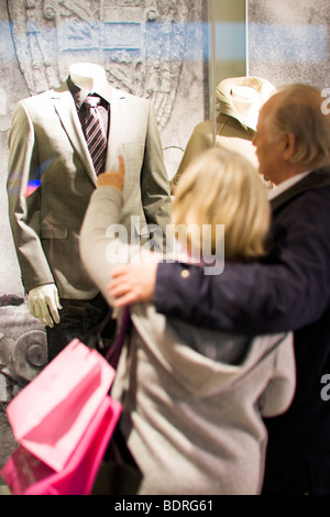 A senior couple window-shopping Stock Photo