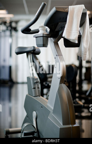 An exercise bike at a gym Stock Photo