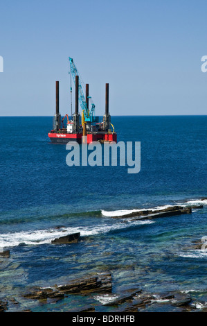 dh Wave power ENERGY UK Fugro Seacore platform positioning test rig off shore Billia Croo Orkney Stock Photo
