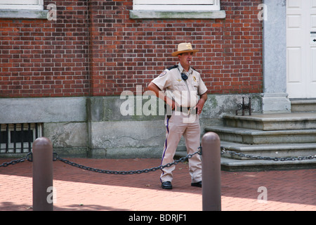 Guard in front of the Independence Hall, Philadelphia, Pennsylvania, USA. Stock Photo
