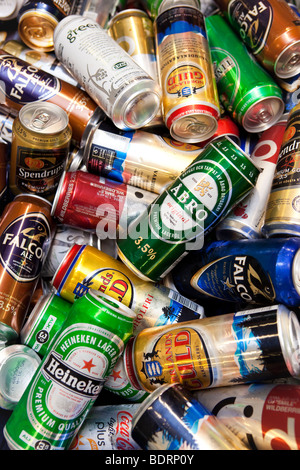 Empty cans for recycling. Stock Photo