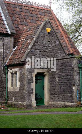 English Church detail, with green door Stock Photo