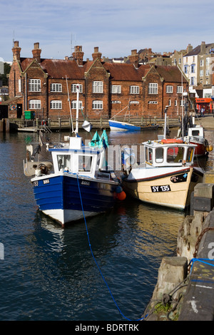 Fishing Boats in Harbour Scarborough North Yorkshire Stock Photo