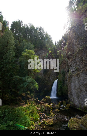 Wahclella Falls on the Oregon side of the Columbia River Gorge National Scenic Area. Stock Photo