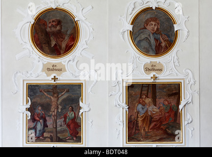 Apostles, St. Andrew and St. Thaddeus, paintings by Angelica Kauffmann, Stations of the Cross paintings by Joseph Kauffmann, Pa Stock Photo