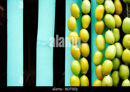 Pahiyas Festival decorations consisting of fruits, flowers and vegetables. Stock Photo