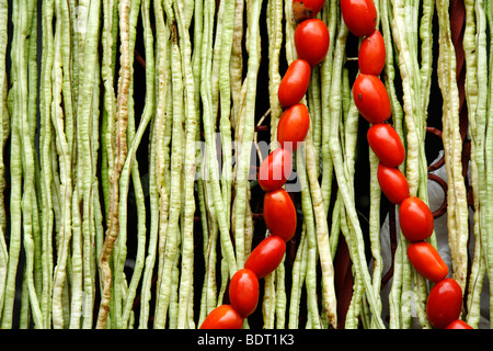 Pahiyas Festival decorations consisting of fruits, flowers and vegetables. Stock Photo