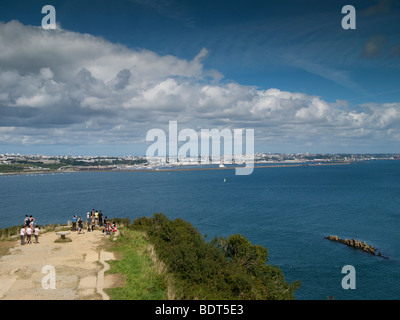 the city of Brest seen from Pointe d'Espagnoles, Brittany, France Stock Photo