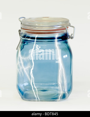 jar filled with lightning Stock Photo