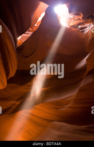 Light beam in slot canyon, Upper Antelope Canyon, Page, Arizona, USA. Stock Photo