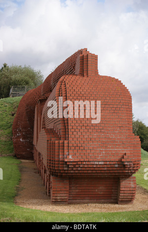 'Brick Train' scuplture of LNER Class E4 'Mallard' by David Mach, Darlington, County Durham Stock Photo