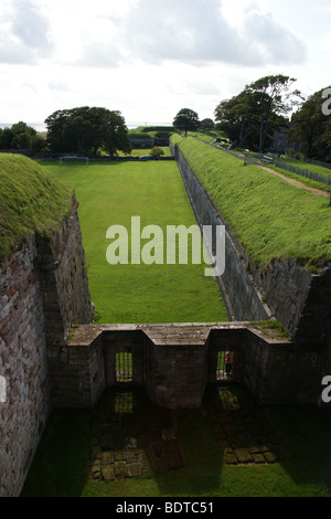 Gun emplacement, Brass Bastion, city walls, Berwick-upon-Tweed, Northumberland, England Stock Photo