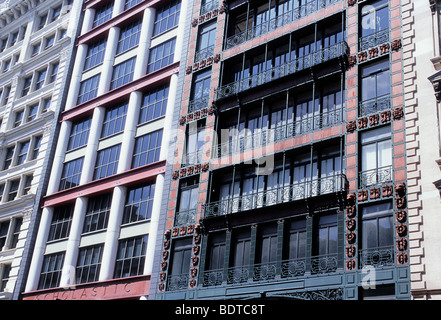 Soho Lower Manhattan New York Broadway historic district loft residential apartment buildings Cast Iron architecture.19th Century architecture USA Stock Photo