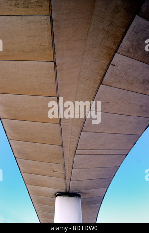 The underside of a concrete road bridge Stock Photo