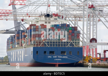 Container ship in Southampton docks Stock Photo