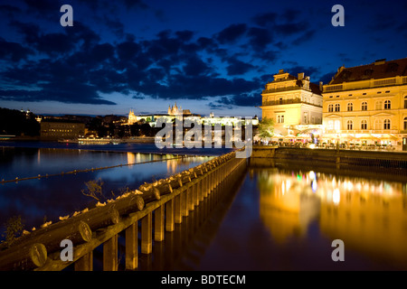 Charles Bridge and Castle in Prague at night, Czech Republic. Stock Photo