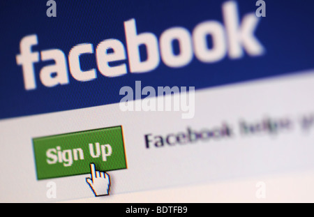 screen shot of the facebook website showing the logo Stock Photo