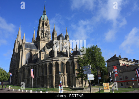 Bayeux Cathedral, Cathédrale Notre-Dame de Bayeux, Normandy France. Original home of the Bayeux Tapestry Stock Photo