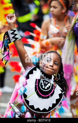 Young girls performing at The Notting Hill Carnival in London Stock Photo