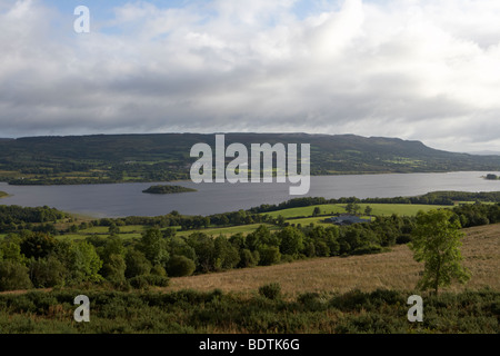 View over Lough Macnean Lower and Arney Valley from the Marlbank viewpoint on the scenic loop county fermanagh Stock Photo