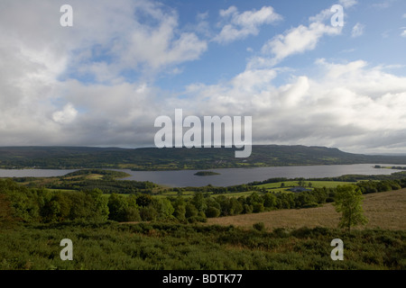 View over Lough Macnean Lower and Arney Valley from the Marlbank viewpoint on the scenic loop county fermanagh Stock Photo