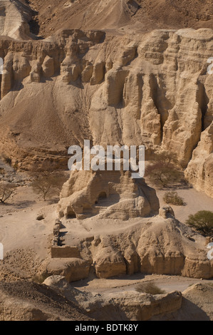 View of the ancient Meitzad Zohar Fortress built during  Roman or Byzantine era in the Judaean or Judean Desert Israel Stock Photo