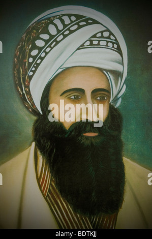 Portrait painting of 'Rambam' for sale at the tomb of Rabbi Moses Ben-Maimon, known both as Maimonides in Tiberias Galilee Israel Stock Photo