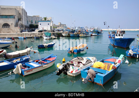 Harbour view, Old Town, Monopoli, Bari Province, Puglia Region, Italy Stock Photo