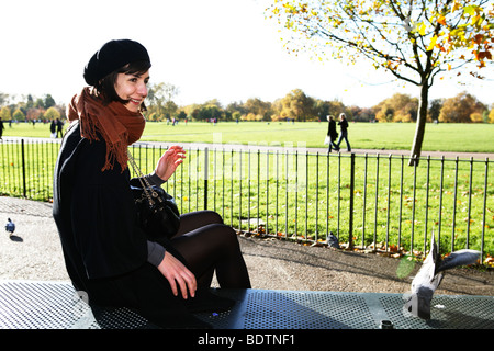 A woman in Hyde Park London Stock Photo