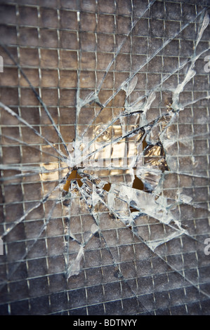 A smashed pane of glass Stock Photo