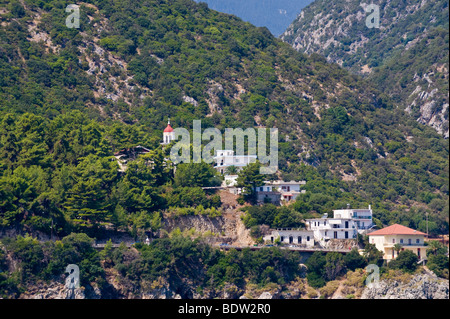 Scenic view over Poros Bay and mountain on the Greek Mediterranean island of Kefalonia Greece GR Stock Photo