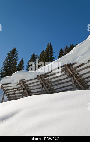 Europe, Austria, Tirol. St. Anton am Arlberg, avalanche prevention fences Stock Photo