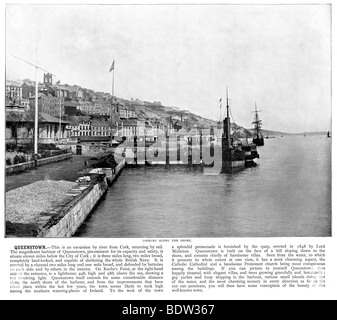 Queenstown, 1899 photograph of the harbour 11 miles down river from the Irish city of Cork, renamed Cobh in 1922 Stock Photo