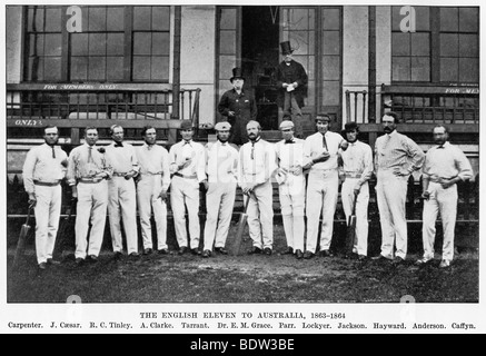 England XI to Australia, 1863-64, the 2nd England team Down Under, all professional apart from EM Grace, brother of WG Stock Photo