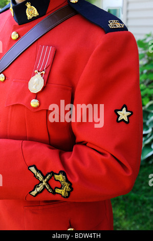Canadian Mounties in Uniform in Patriotic Parade Stock Photo