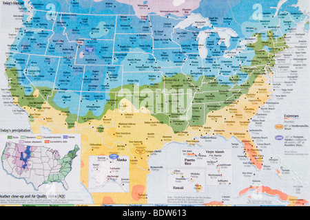 American weather map in a newspaper, USA Stock Photo